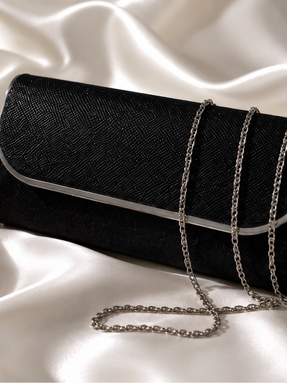 Ardene Black Sparkling Evening Bag – Silver Accents, Brand New -NWT